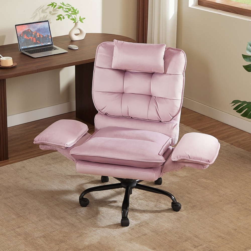 Bestier Ergonomic Velvet High-Back Executive Office Chair, Pink MPN:H200294B-PIK