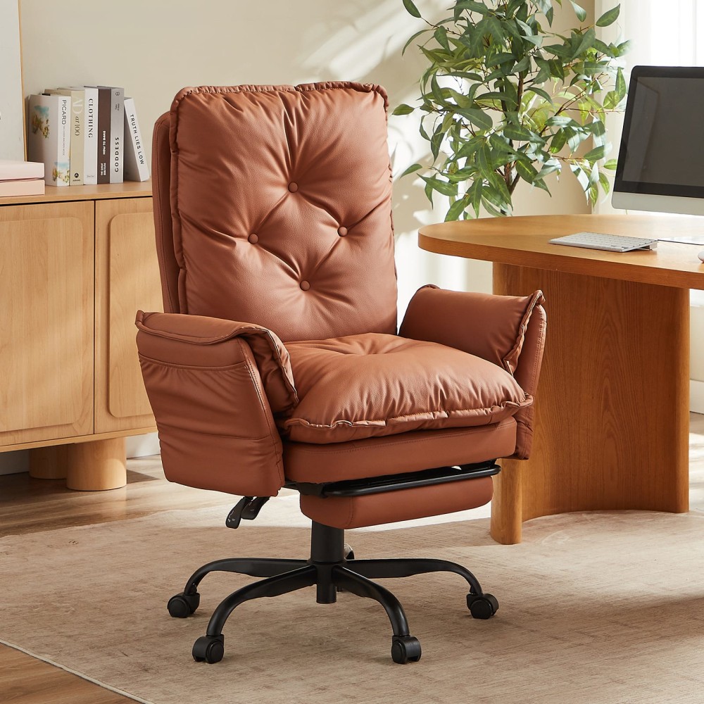 Bestier Ergonomic PU Leather High-Back Cross-Legged Executive Office Chair, Brown MPN:H200671A-LBP