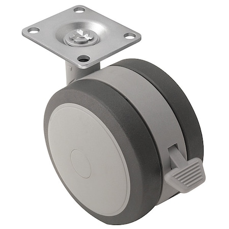 100mm Non-Marking Thermoplastic Elastomer Swivel Caster, Side Brake, Loads Up To 225 lb MPN:PSF100120GR-B