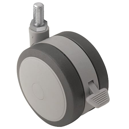 75mm Non-Marking Thermoplastic Elastomer Swivel Caster, Side Brake, Loads Up To 165 lb MPN:PSF75637GR-B