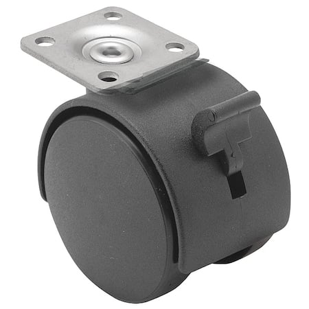 40mm Non-Marking Nylon Swivel Caster, Side Brake, Loads Up To 40 lb MPN:PTW40101BK-B