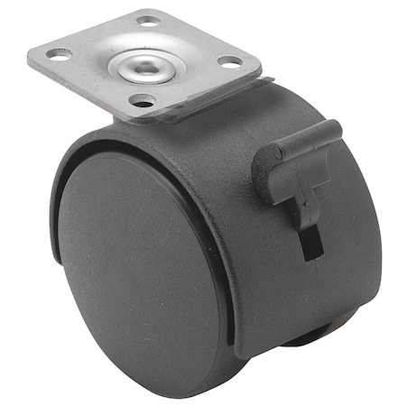 60mm Non-Marking Nylon Swivel Caster, Side Brake, Loads Up To 100 lb MPN:PTW60101BK-B