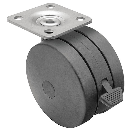 125mm Non-Marking Nylon Swivel Caster, Side Brake, Loads Up To 225 lb MPN:PUT125120BK-B