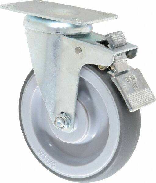 Swivel Top Plate Caster: Thermoplastic Rubber, 5