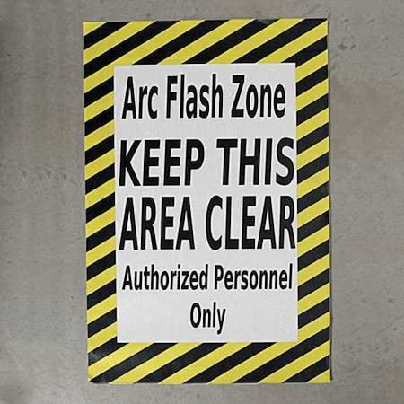 Floor Arc Flash Zone Sign, 36 in Height, 36 in Width, Polycarbonate, Horizontal Rectangle, English MPN:AFZ3642