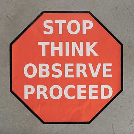 Floor Message Stop Sign, 48 in H, 48 in W, Heavy Duty Industrial Grade Composite, Octagon, STP48WMSG MPN:STP48WMSG