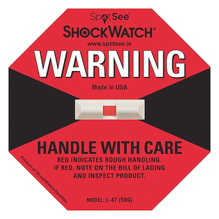 G-Force Indicating Label, Red, 50g-force, PK50 MPN:20500