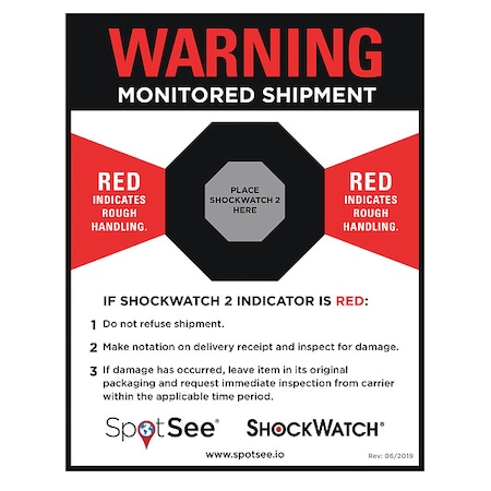 Shock Indicating Label, White, PK200 MPN:26126