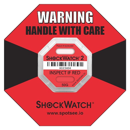 G-Force Indicating Label, Red, 50g-force, PK50 MPN:50000K