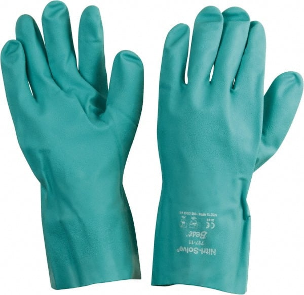 Chemical Resistant Gloves: 2X-Large, 15 mil Thick, Nitrile, Unsupported MPN:727-11