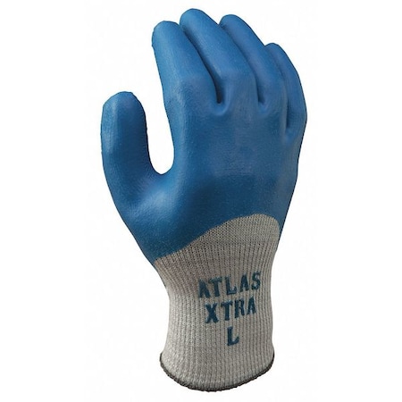 Coated Gloves, Natural Rubber Latex, Rough, Full, 4 Abrasion Level, Blue, S 1 PR MPN:305S-07