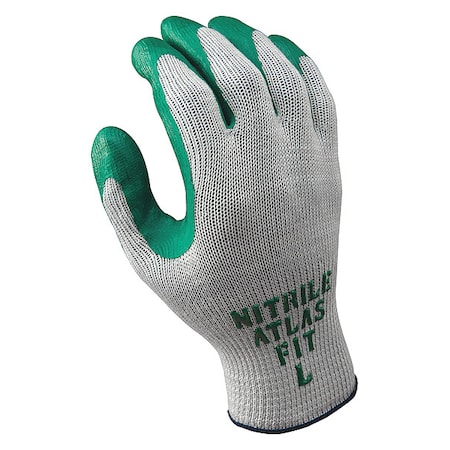 Coated Gloves, Nitrile, Rough, Palm and Fingers, Not Rated Abrasion Level, Gray/Green, S (7) 1 PR MPN:350S-07-V