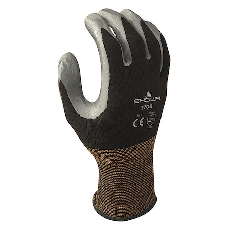 Coated Glove, Nitrile, Rough, Palm and Fingers, Not Rated Abrasion Level, Black/Gray, S (6) 1 PR MPN:370BS-06-V