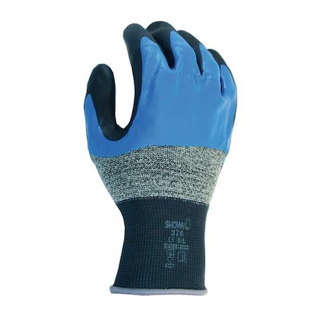 Foam Nitrile Coated Gloves, 3/4 Dip Coverage, Black/Blue, M, PR MPN:376M-07