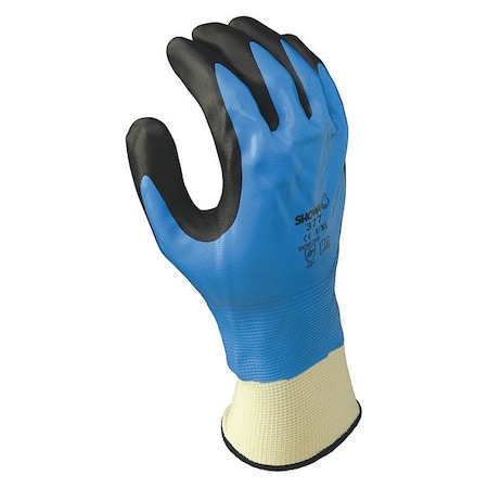 Coated Gloves, Nitrile, Sandy, Full, Not Rated Abrasion Level, Blue, 8 1 PR MPN:377L-08-V