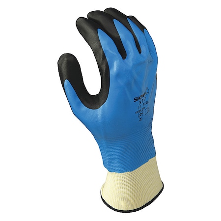 Coated Gloves, Nitrile, Smooth, Full, Not Rated Abrasion Level, Blue, S (6) 1 PR MPN:377S-06-V