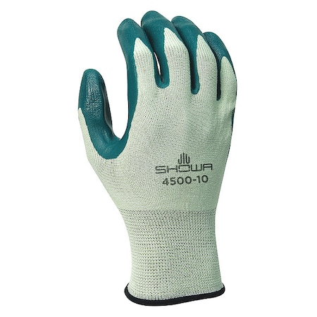 Coated Glove, Nitrile, Smooth, Palm and Fingers, Not Rated Abrasion Level, Green, S (7) 1 PR MPN:4500-07-V