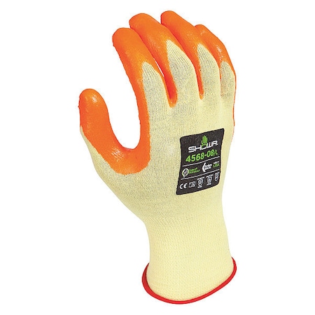 Knit Gloves, Kevlar, Grip Palm and Fingers, Elastic, Orange, Yellow, M, 1 PR MPN:4568M-07-V