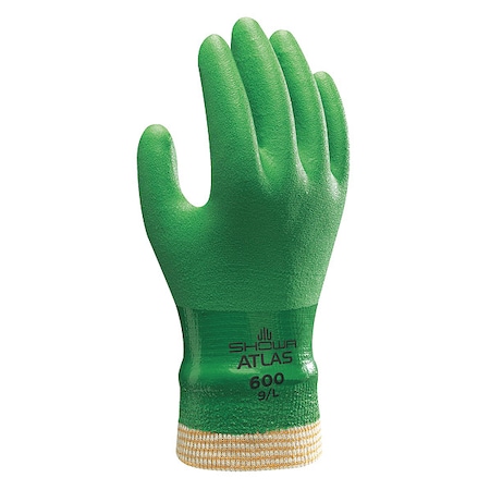 Atlas 600 Chemical Resistant Gloves, Cotton, 9.5 in L, 15.0 mil, Green, M, 1 PR MPN:600M-08