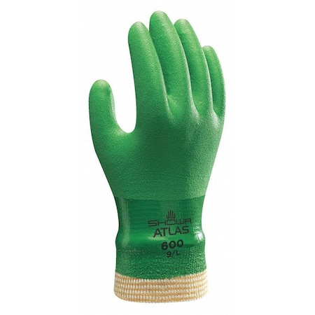 Coated Gloves, PVC, Sandy, Full, 2 Abrasion Level, Green, S (7) 1 PR MPN:600S-07