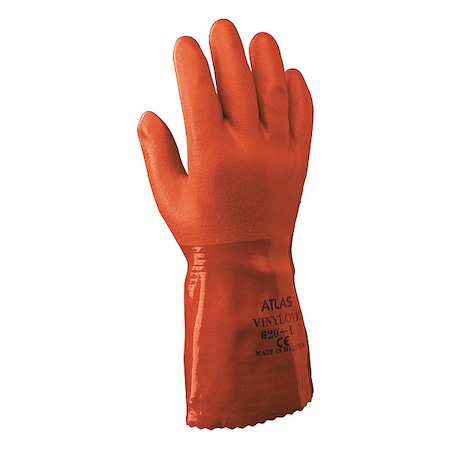 620 Chemical Resistant Gloves, PVC, 12 in L, 18 mil, Orange, S, 1 PR MPN:620S-07