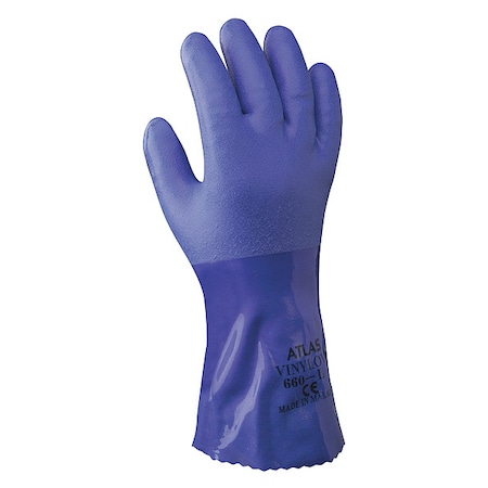 ATLAS 660 Chemical Resistant Gloves, Cotton, PVC, 12 in L, Blue, S, 1 PR MPN:660S-07-V