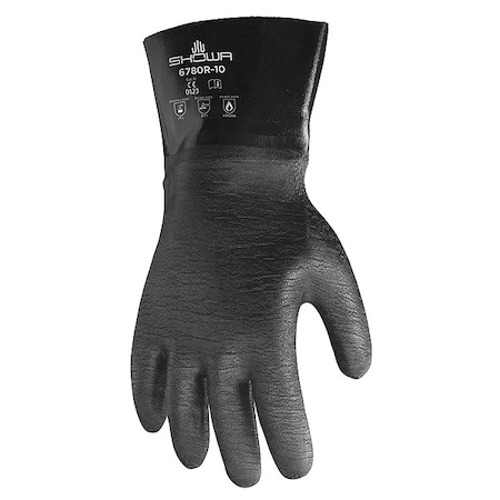 6780R Chemical Resistant Gloves, Neoprene, 12 in L, 26 mil, Black, 10, 1 PR MPN:6780R