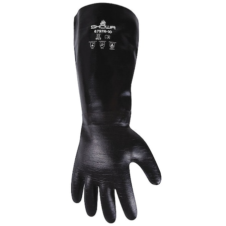 6797R Chemical Resistant Gloves, PVC, 18 in L, 18 mil, Black, 10, 1 PR MPN:6797R