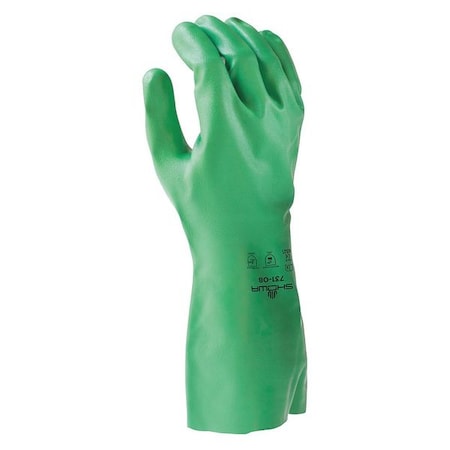 Chemical Resistant Gloves, Nitrile, 12 in L, 15 mil, Green, XL, 1 PR MPN:731-10
