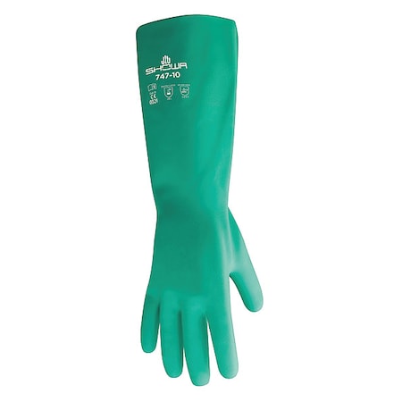 747 Chemical Resistant Gloves, Nitrile, 19 in L, 22 mil, Green, 10, 1 PR MPN:747-10