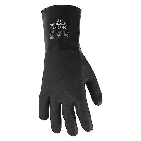 7712R Chemical Resistant Gloves, PVC, 12 in L, 18 mil, Black, L, 1 PR MPN:7712R