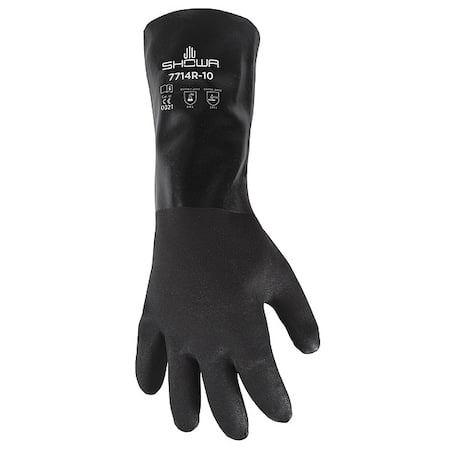 7714R Chemical Resistant Gloves, PVC, 14 in L, 18 mil, Black, L, 1 PR MPN:7714R