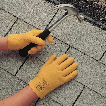 Coated Gloves, PVC, Textured, Full, 3 Abrasion Level, Yellow, M (9) 1 PR MPN:962M-09