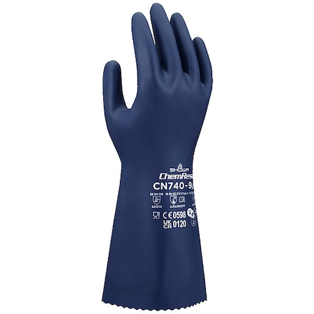 CN740 Chemical Resistant Gloves, Nitrile, 320 mm L, 14.96 mil, Blue, 10, 1 PR MPN:CN740XL-10