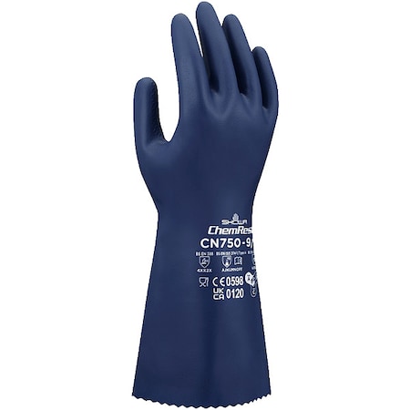 CN750 Chemical Resistant Gloves, Nitrile, 13 in L, 0.46 mm, Blue, 11, 1 PR MPN:CN750XXL-11