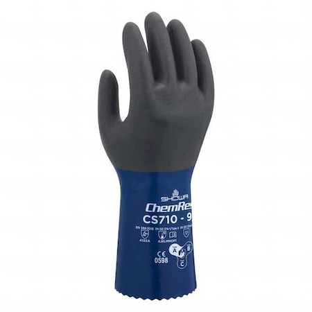 CS710 Chemical Resistant Gloves, Polyester, 11 3/4 in L, 1.47 mm, Blue, 7, 1 PR MPN:CS710S-07