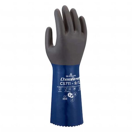 CS711 Chemical Resistant Gloves, Polyester, 13 3/4 in L, 1.47 mm, Blue, 9, 1 PR MPN:CS711L-09