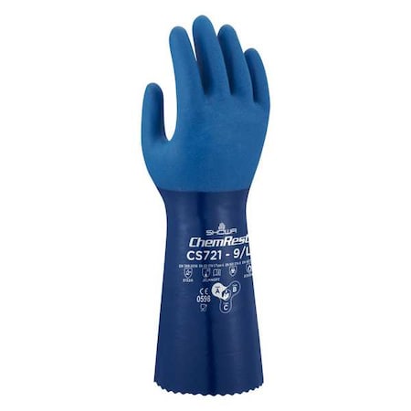 CS721 Chemical Resistant Gloves, Polyester, 13 3/4 in L, 1.23 mm, Blue, 8, 1 PR MPN:CS721M-08