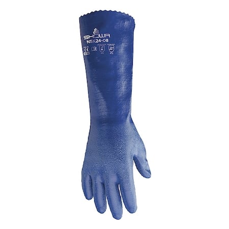 NSK24 Chemical Resistant Gloves, Nitrile, 14 in L, 15 mil, Blue, 8, 1 PR MPN:NSK24-08
