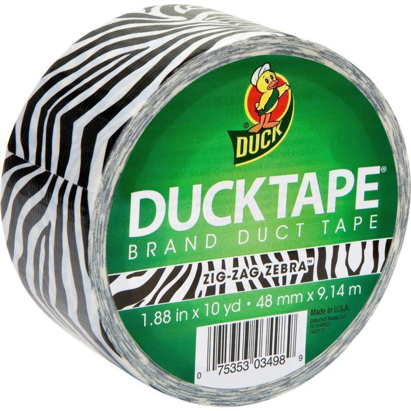 Duck Brand Brand Printed Design Color Duct Tape - 10 yd Length x 1.88in Width - 1 / Roll - Zebra (Min Order Qty 8) MPN:1398132RL