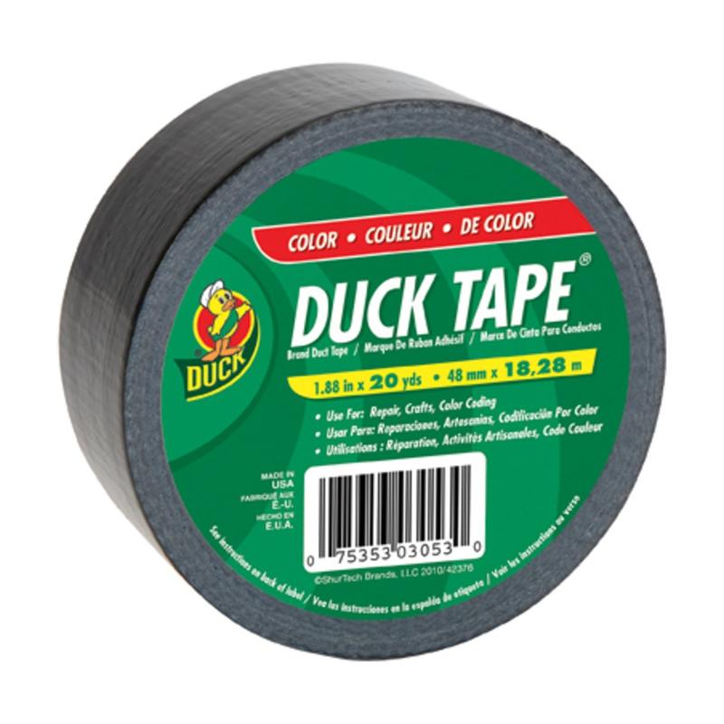 Duck Brand Brand Color Duct Tape - 20 yd Length x 1.88in Width - 1 / Roll - Black (Min Order Qty 8) MPN:1265013RL