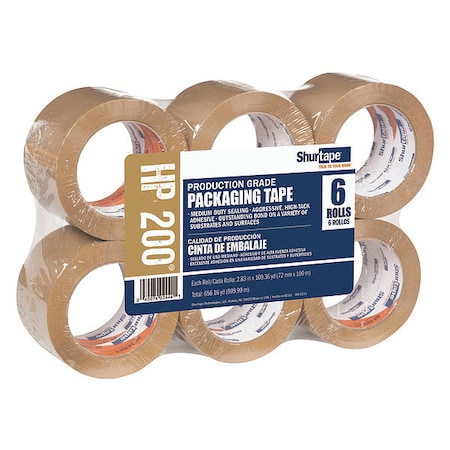 Carton Sealing Tape, 1.8 mil, Tan, PK6 MPN:207239