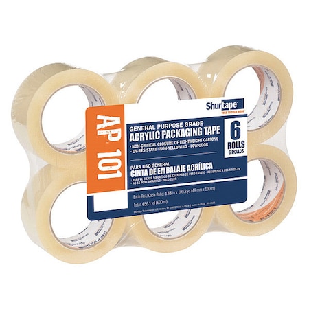 AcrylicPackingTape, 1.6mil, Clear, PK6 MPN:232514