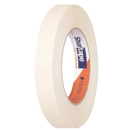 Masking Tape, 18 mm W x 55 m L, 6.4 mil Thick, Tan, Rubber Adhesive, 48 PK MPN:100738