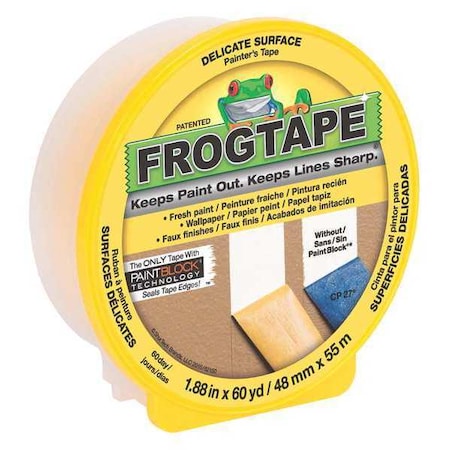 Painter's Tape, 48 mm W x 55 m L, 3.6 mil Thick, Yellow, Acrylic Adhesive MPN:142920