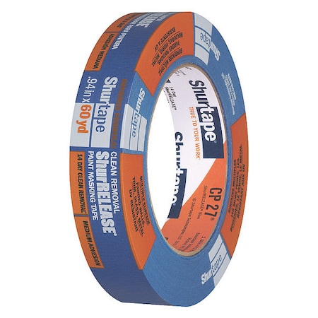 Painter's Tape, 24 mm W x 55 m L, 5.3 mil Thick, Blue, Rubber Adhesive MPN:202872