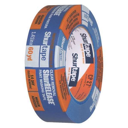 Painter's Tape, 36 mm W x 55 m L, 5.3 mil Thick, Blue, Rubber Adhesive MPN:202879