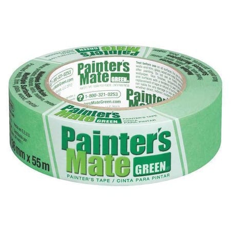 Painter's Tape, 36 mm W x 55 m L, 5.4 mil Thick, Green, Rubber Adhesive MPN:667017