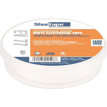 Electrical Tape, White, 3/4