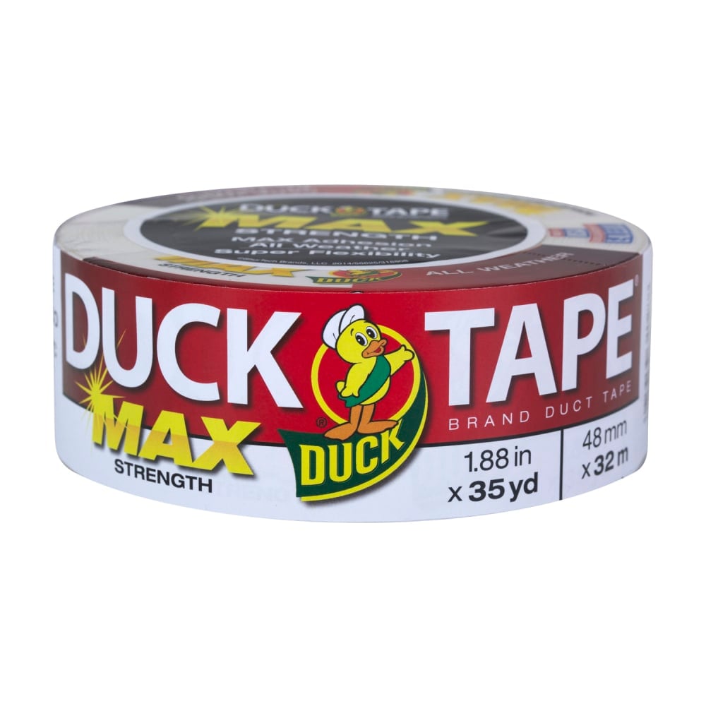 Duck MAX Strength Tape - White - 35 yd Length x 1.88in Width - White - Natural Rubber - Polyethylene Backing - For Indoor, Outdoor - 1 Roll MPN:240866